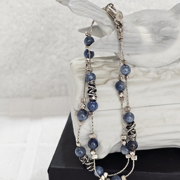 Silpada 925 Silver Sodalite Bead Station Bracelet 7” Wrist Fit - Picture 2 of 9